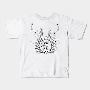 Wonderful mushrooms, zentangle design Kids T-Shirt